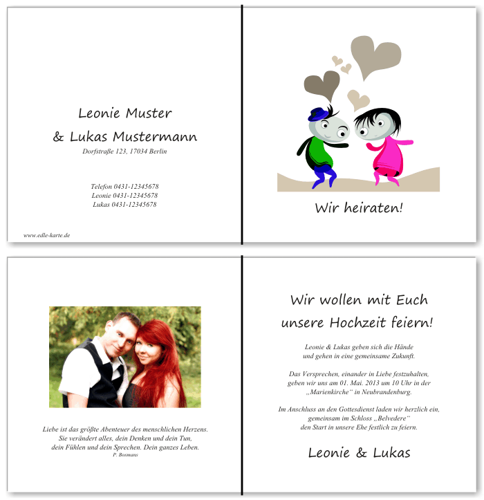  Einladungskarten Hochzeit, Hochzeitseinladungen, Hochzeitskarten, Einladungen f&uuml;r Hochzeit