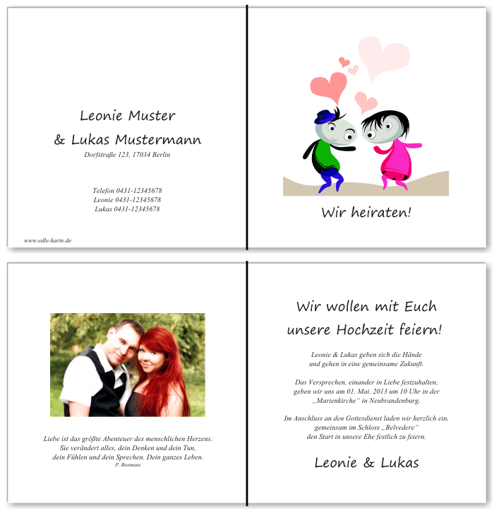  Einladungskarten Hochzeit, Hochzeitseinladungen, Hochzeitskarten, Einladungen f&uuml;r Hochzeit