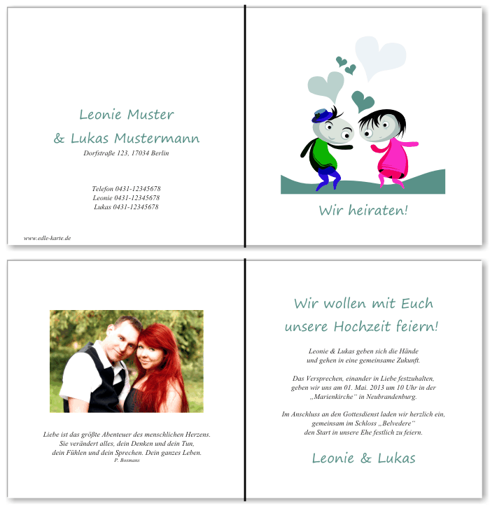  Einladungskarten Hochzeit, Hochzeitseinladungen, Hochzeitskarten, Einladungen f&uuml;r Hochzeit