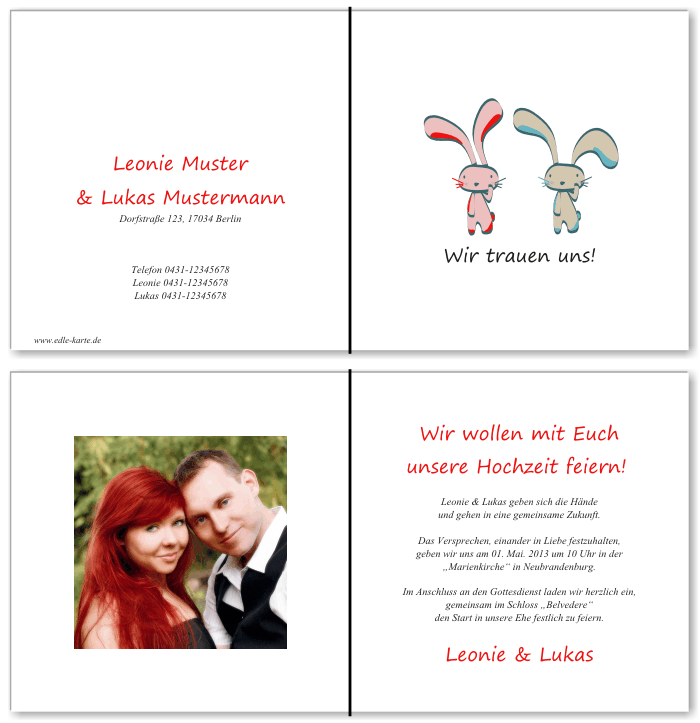  Einladungskarten Hochzeit, Hochzeitseinladungen, Hochzeitskarten, Einladungen f&uuml;r Hochzeit