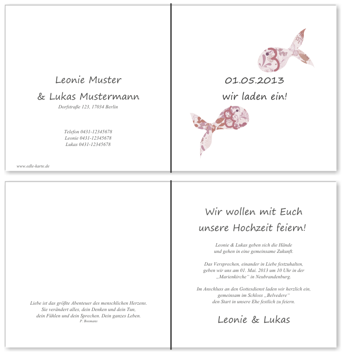  Einladungskarten Hochzeit, Hochzeitseinladungen, Hochzeitskarten, Einladungen f&uuml;r Hochzeit