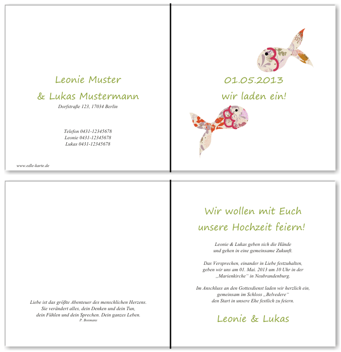  Einladungskarten Hochzeit, Hochzeitseinladungen, Hochzeitskarten, Einladungen f&uuml;r Hochzeit