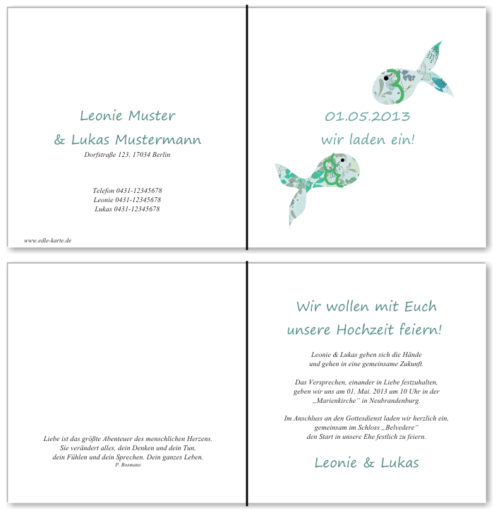  Einladungskarten Hochzeit, Hochzeitseinladungen, Hochzeitskarten, Einladungen f&uuml;r Hochzeit