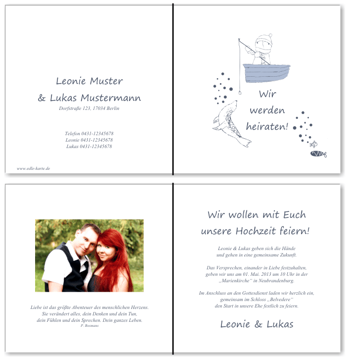  Einladungskarten Hochzeit, Hochzeitseinladungen, Hochzeitskarten, Einladungen f&uuml;r Hochzeit