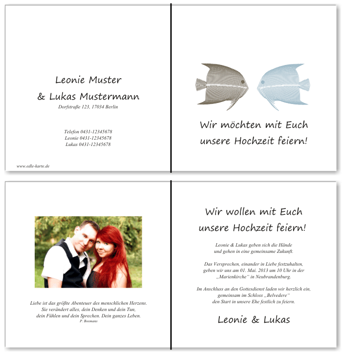  Einladungskarten Hochzeit, Hochzeitseinladungen, Hochzeitskarten, Einladungen f&uuml;r Hochzeit