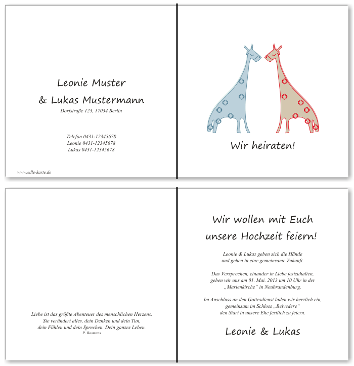  Einladungskarten Hochzeit, Hochzeitseinladungen, Hochzeitskarten, Einladungen f&uuml;r Hochzeit