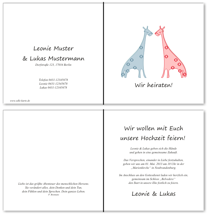  Einladungskarten Hochzeit, Hochzeitseinladungen, Hochzeitskarten, Einladungen f&uuml;r Hochzeit