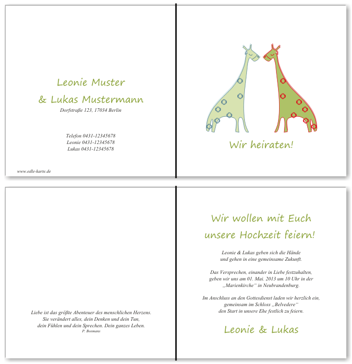  Einladungskarten Hochzeit, Hochzeitseinladungen, Hochzeitskarten, Einladungen f&uuml;r Hochzeit