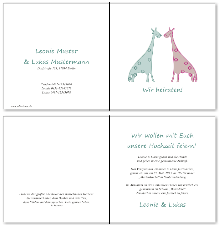  Einladungskarten Hochzeit, Hochzeitseinladungen, Hochzeitskarten, Einladungen f&uuml;r Hochzeit