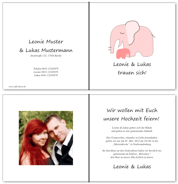  Einladungskarten Hochzeit, Hochzeitseinladungen, Hochzeitskarten, Einladungen f&uuml;r Hochzeit