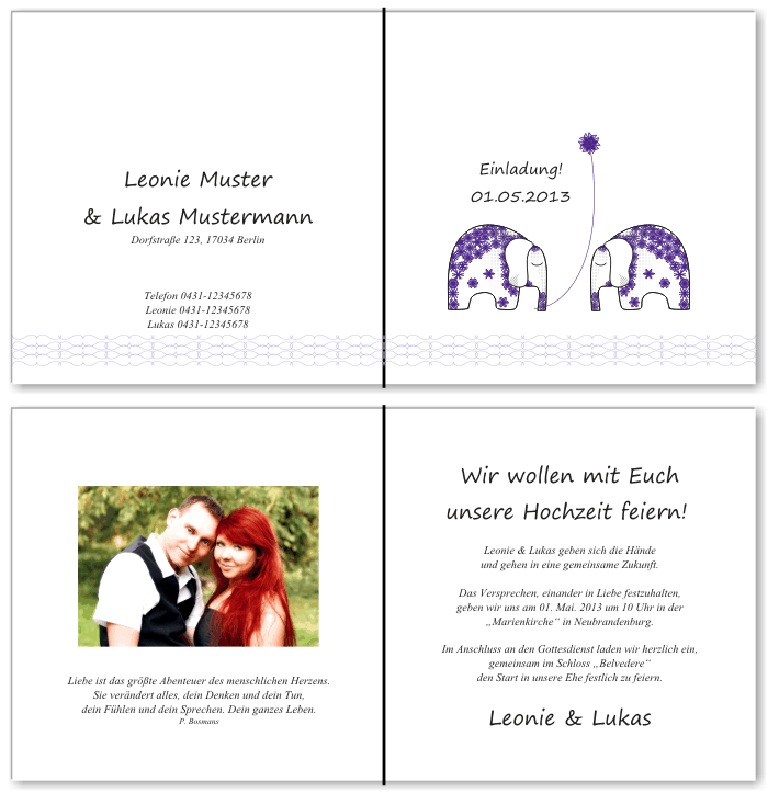  Einladungskarten Hochzeit, Hochzeitseinladungen, Hochzeitskarten, Einladungen f&uuml;r Hochzeit