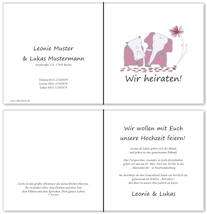  Einladungskarten Hochzeit, Hochzeitseinladungen, Hochzeitskarten, Einladungen f&uuml;r Hochzeit