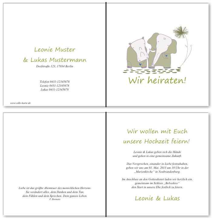  Einladungskarten Hochzeit, Hochzeitseinladungen, Hochzeitskarten, Einladungen f&uuml;r Hochzeit