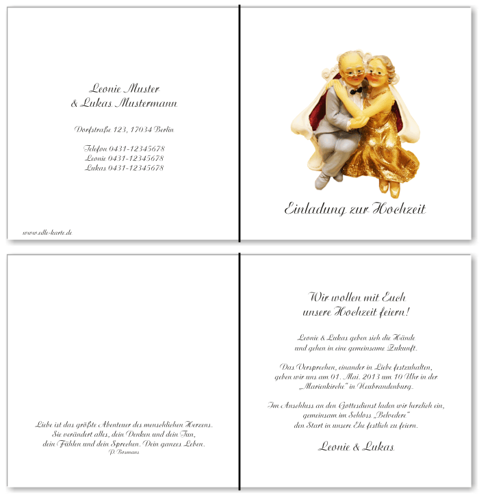  Einladungskarten Hochzeit, Hochzeitseinladungen, Hochzeitskarten, Einladungen f&uuml;r Hochzeit