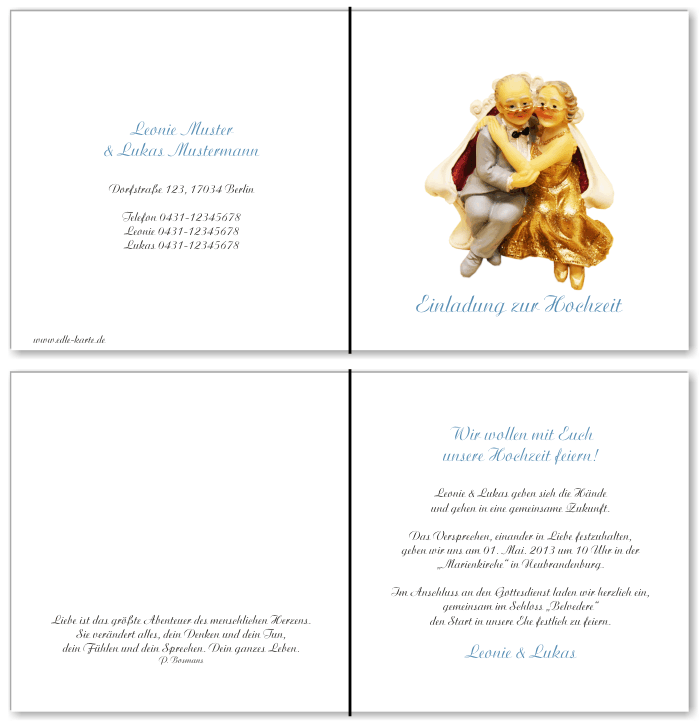  Einladungskarten Hochzeit, Hochzeitseinladungen, Hochzeitskarten, Einladungen f&uuml;r Hochzeit