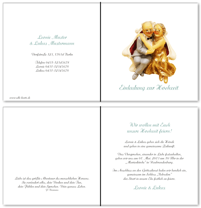  Einladungskarten Hochzeit, Hochzeitseinladungen, Hochzeitskarten, Einladungen f&uuml;r Hochzeit