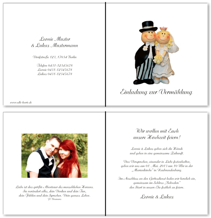  Einladungskarten Hochzeit, Hochzeitseinladungen, Hochzeitskarten, Einladungen f&uuml;r Hochzeit