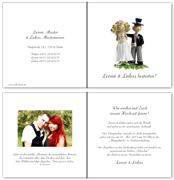  Einladungskarten Hochzeit, Hochzeitseinladungen, Hochzeitskarten, Einladungen f&uuml;r Hochzeit