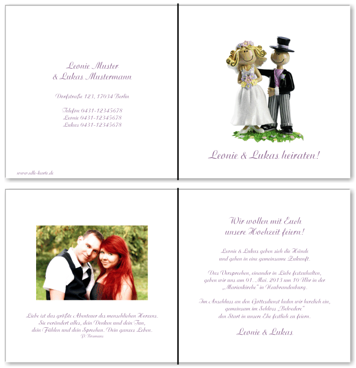  Einladungskarten Hochzeit, Hochzeitseinladungen, Hochzeitskarten, Einladungen f&uuml;r Hochzeit