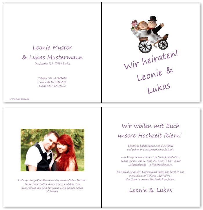  Einladungskarten Hochzeit, Hochzeitseinladungen, Hochzeitskarten, Einladungen f&uuml;r Hochzeit