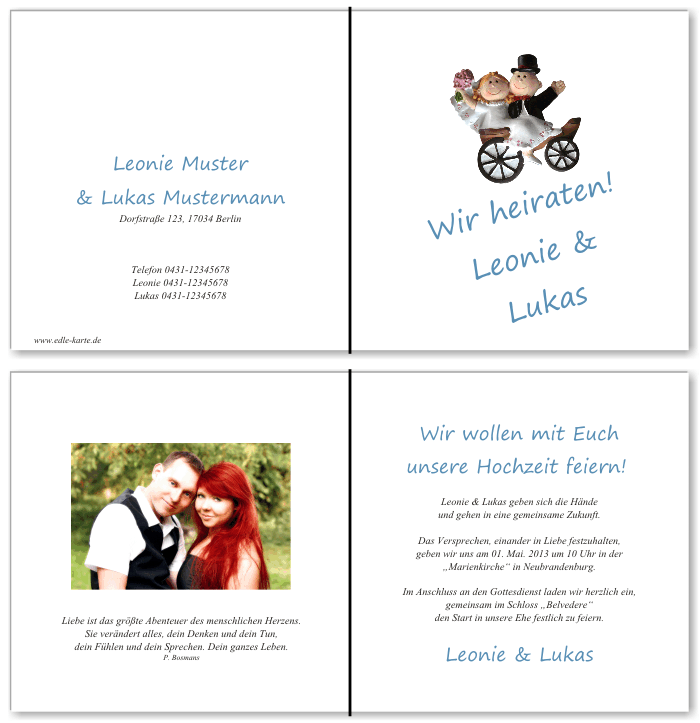  Einladungskarten Hochzeit, Hochzeitseinladungen, Hochzeitskarten, Einladungen f&uuml;r Hochzeit