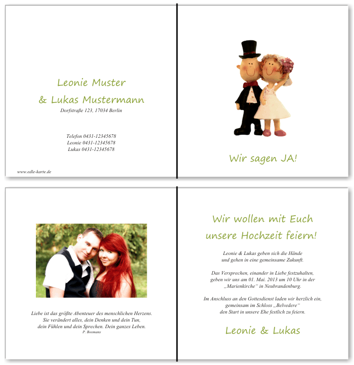  Einladungskarten Hochzeit, Hochzeitseinladungen, Hochzeitskarten, Einladungen f&uuml;r Hochzeit