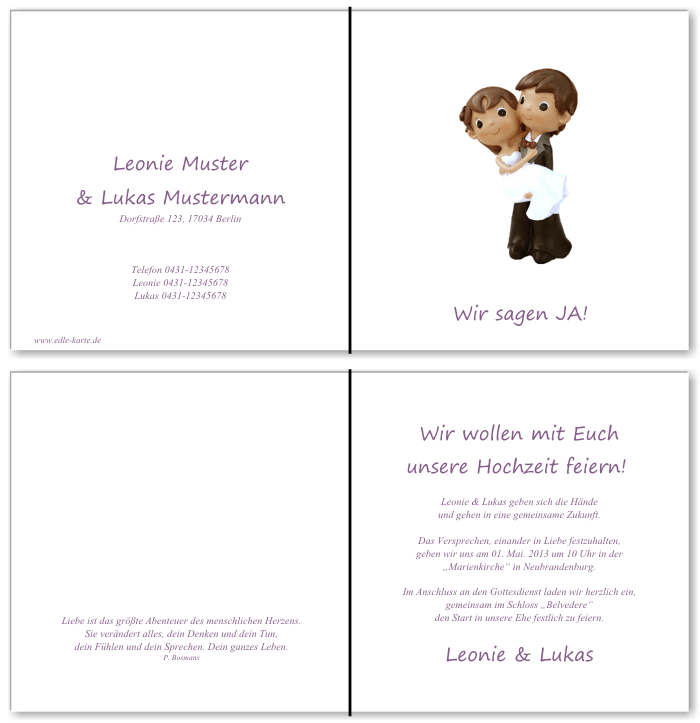  Einladungskarten Hochzeit, Hochzeitseinladungen, Hochzeitskarten, Einladungen f&uuml;r Hochzeit