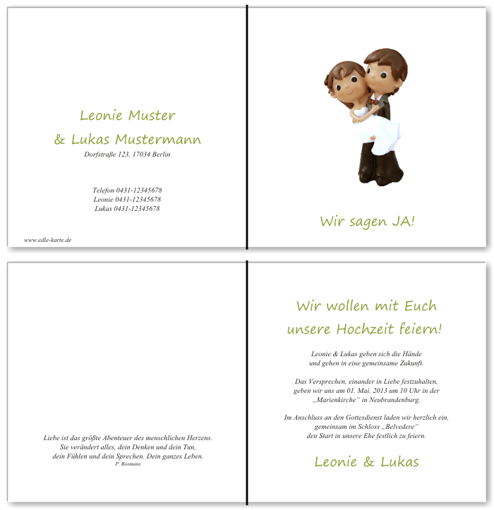  Einladungskarten Hochzeit, Hochzeitseinladungen, Hochzeitskarten, Einladungen f&uuml;r Hochzeit