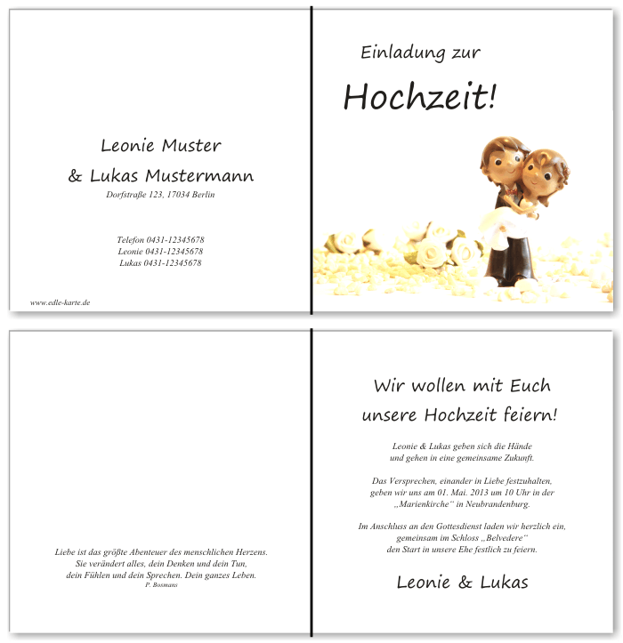  Einladungskarten Hochzeit, Hochzeitseinladungen, Hochzeitskarten, Einladungen f&uuml;r Hochzeit
