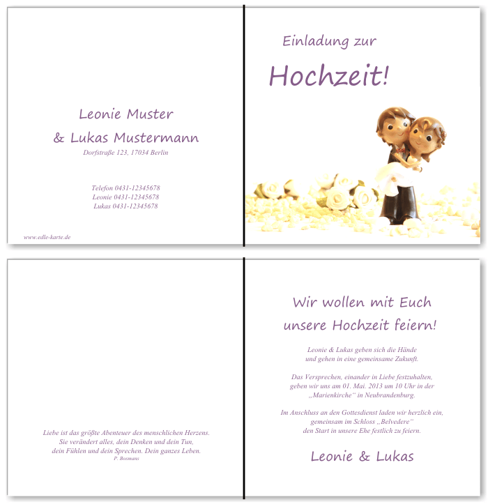  Einladungskarten Hochzeit, Hochzeitseinladungen, Hochzeitskarten, Einladungen f&uuml;r Hochzeit