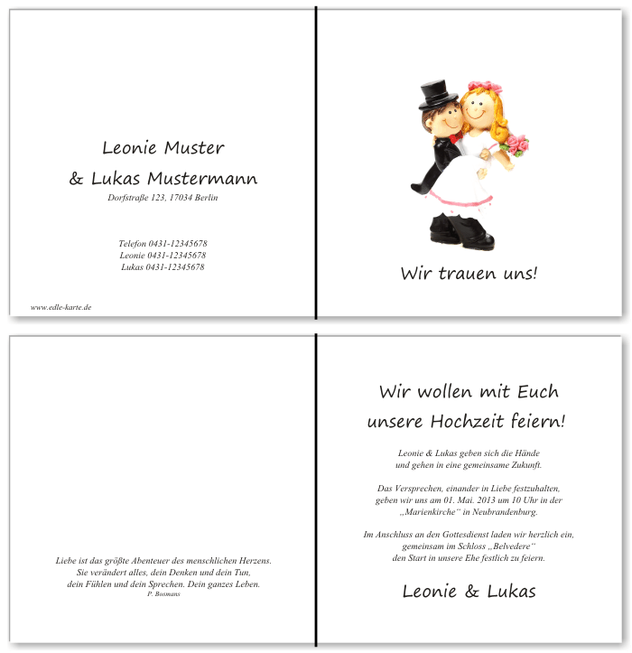  Einladungskarten Hochzeit, Hochzeitseinladungen, Hochzeitskarten, Einladungen f&uuml;r Hochzeit