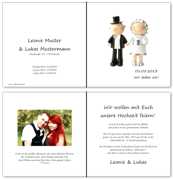  Einladungskarten Hochzeit, Hochzeitseinladungen, Hochzeitskarten, Einladungen f&uuml;r Hochzeit