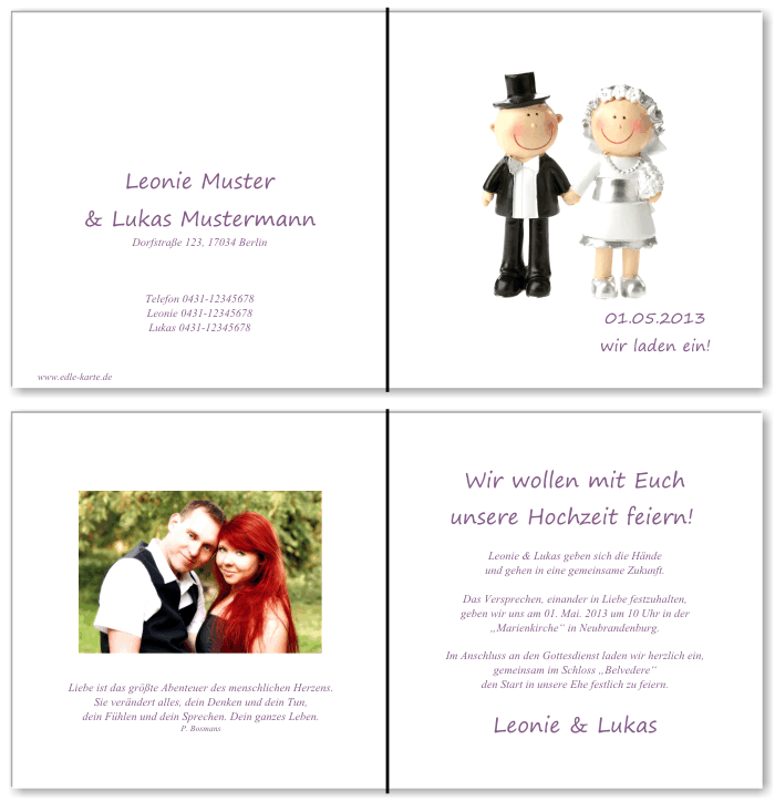  Einladungskarten Hochzeit, Hochzeitseinladungen, Hochzeitskarten, Einladungen f&uuml;r Hochzeit