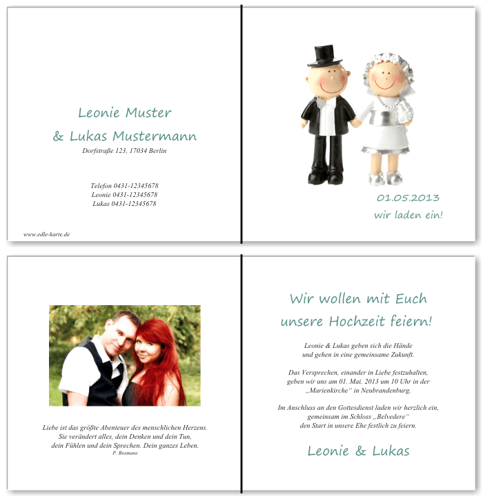  Einladungskarten Hochzeit, Hochzeitseinladungen, Hochzeitskarten, Einladungen f&uuml;r Hochzeit