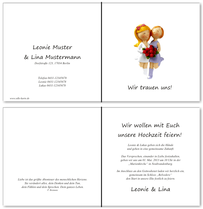  Einladungskarten Hochzeit, Hochzeitseinladungen, Hochzeitskarten, Einladungen f&uuml;r Hochzeit