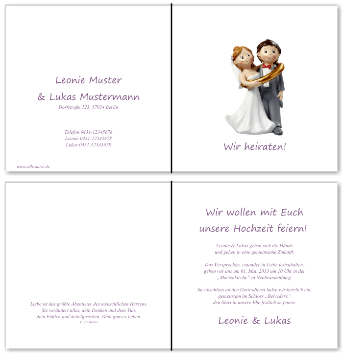  Einladungskarten Hochzeit, Hochzeitseinladungen, Hochzeitskarten, Einladungen f&uuml;r Hochzeit