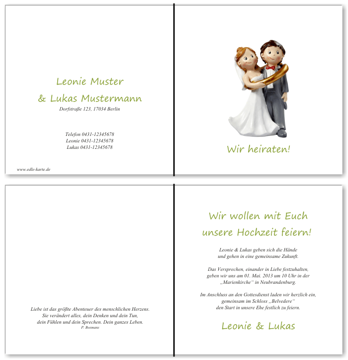  Einladungskarten Hochzeit, Hochzeitseinladungen, Hochzeitskarten, Einladungen f&uuml;r Hochzeit