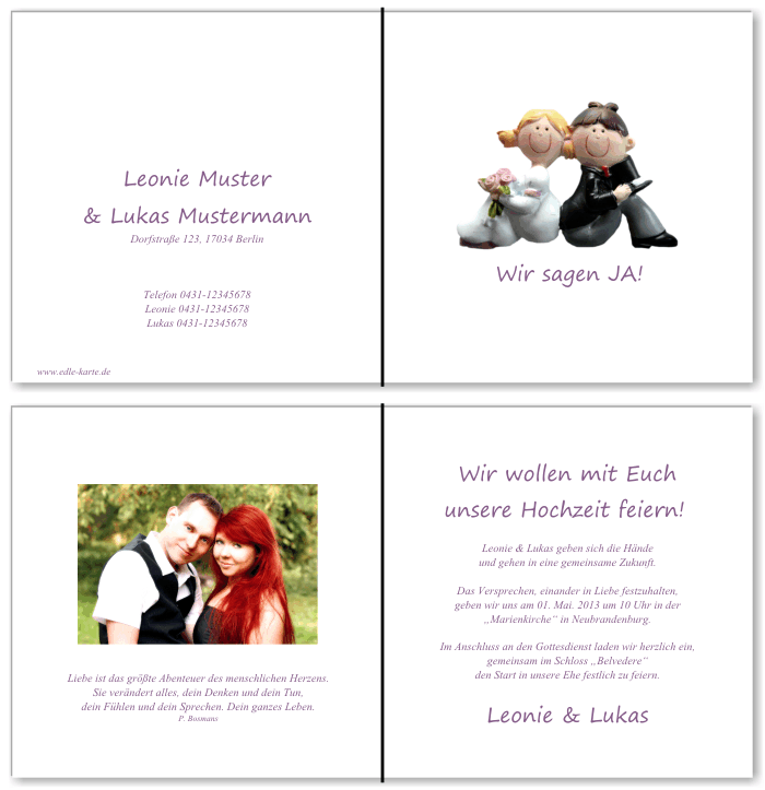  Einladungskarten Hochzeit, Hochzeitseinladungen, Hochzeitskarten, Einladungen f&uuml;r Hochzeit