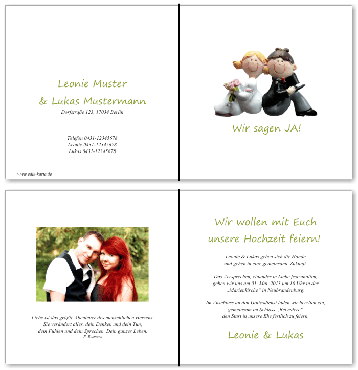  Einladungskarten Hochzeit, Hochzeitseinladungen, Hochzeitskarten, Einladungen f&uuml;r Hochzeit