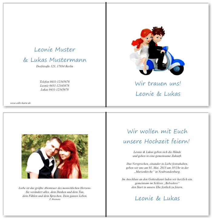  Einladungskarten Hochzeit, Hochzeitseinladungen, Hochzeitskarten, Einladungen f&uuml;r Hochzeit