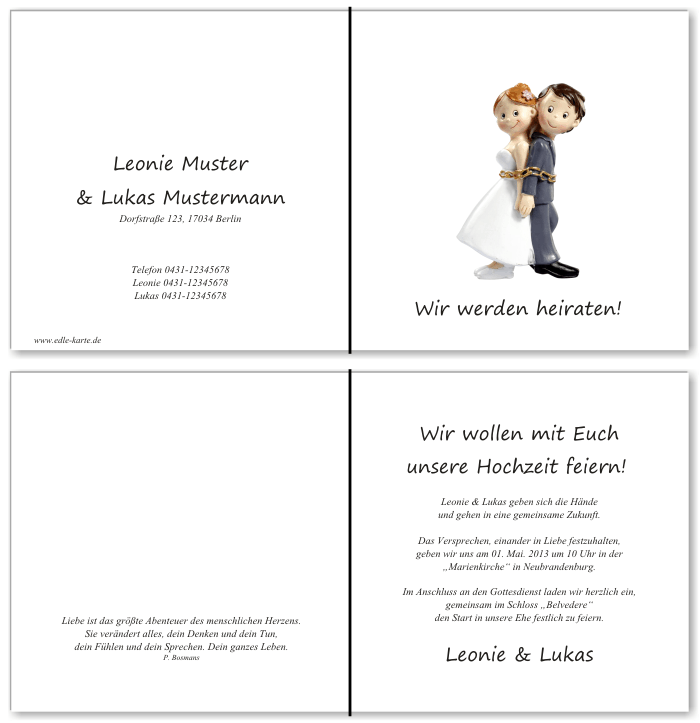  Einladungskarten Hochzeit, Hochzeitseinladungen, Hochzeitskarten, Einladungen f&uuml;r Hochzeit