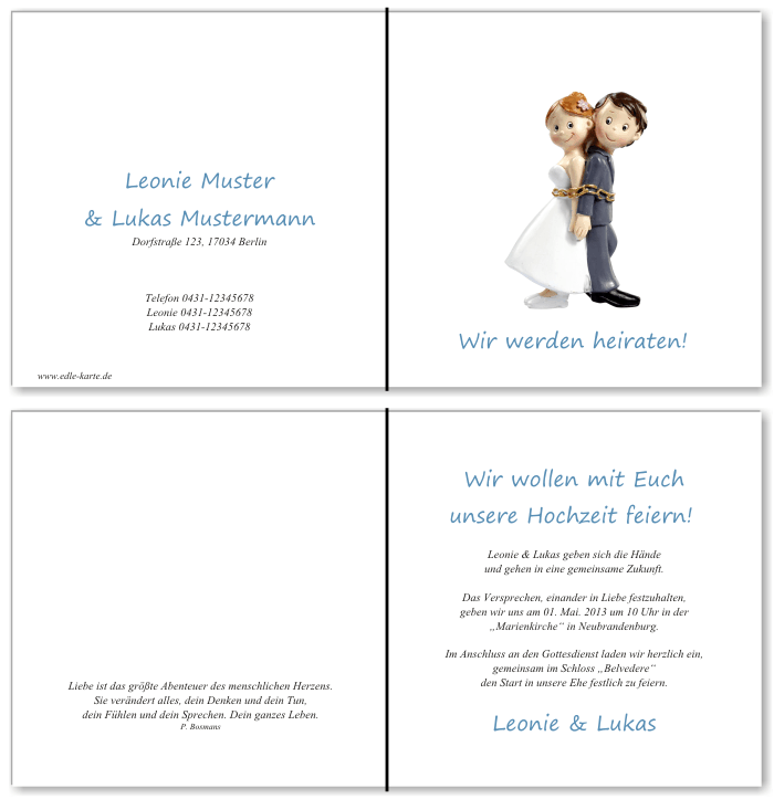  Einladungskarten Hochzeit, Hochzeitseinladungen, Hochzeitskarten, Einladungen f&uuml;r Hochzeit