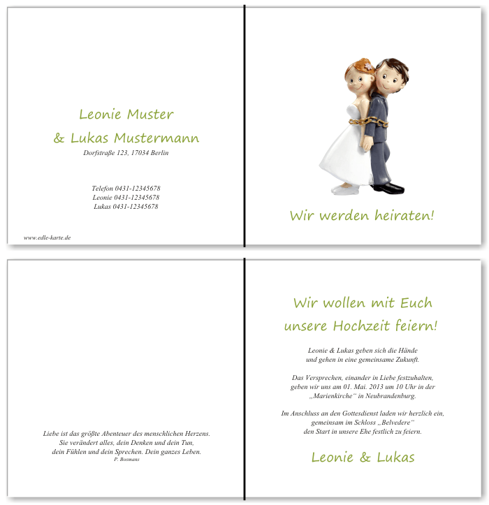  Einladungskarten Hochzeit, Hochzeitseinladungen, Hochzeitskarten, Einladungen f&uuml;r Hochzeit