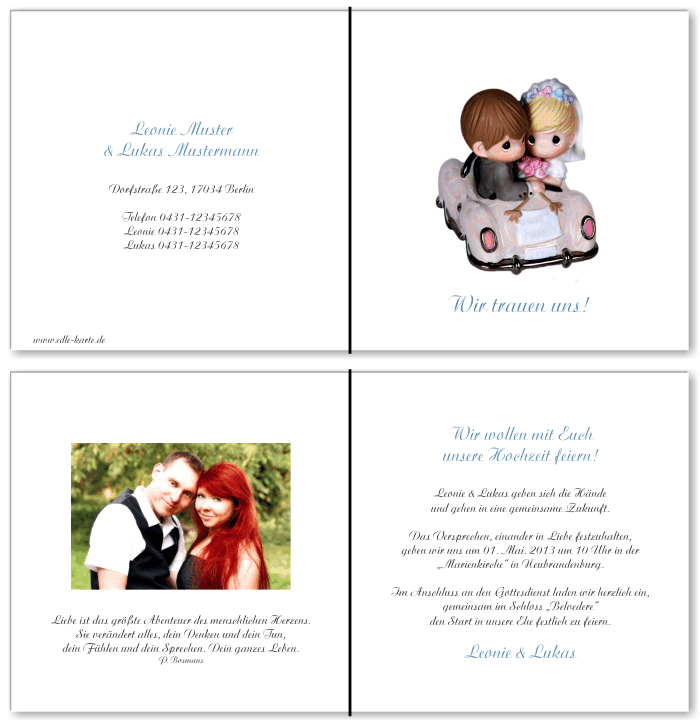  Einladungskarten Hochzeit, Hochzeitseinladungen, Hochzeitskarten, Einladungen f&uuml;r Hochzeit