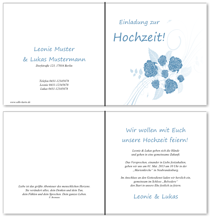  Einladungskarten Hochzeit, Hochzeitseinladungen, Hochzeitskarten, Einladungen f&uuml;r Hochzeit