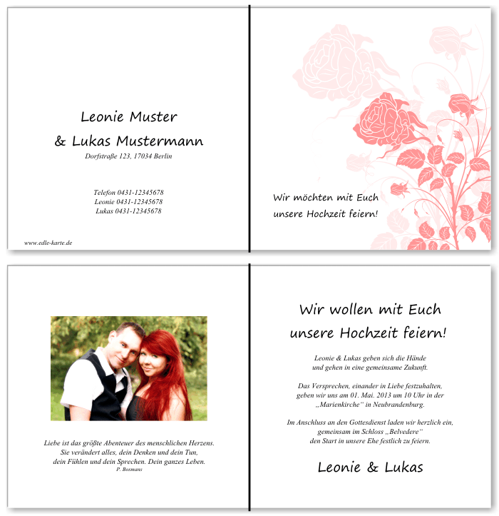  Einladungskarten Hochzeit, Hochzeitseinladungen, Hochzeitskarten, Einladungen f&uuml;r Hochzeit