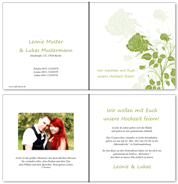  Einladungskarten Hochzeit, Hochzeitseinladungen, Hochzeitskarten, Einladungen f&uuml;r Hochzeit