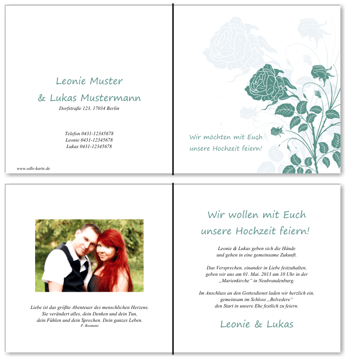  Einladungskarten Hochzeit, Hochzeitseinladungen, Hochzeitskarten, Einladungen f&uuml;r Hochzeit