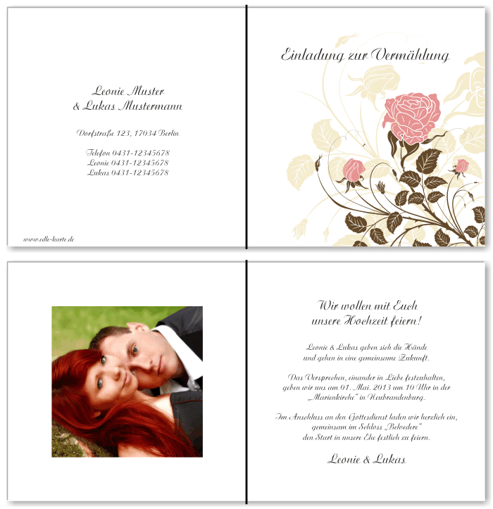  Einladungskarten Hochzeit, Hochzeitseinladungen, Hochzeitskarten, Einladungen f&uuml;r Hochzeit