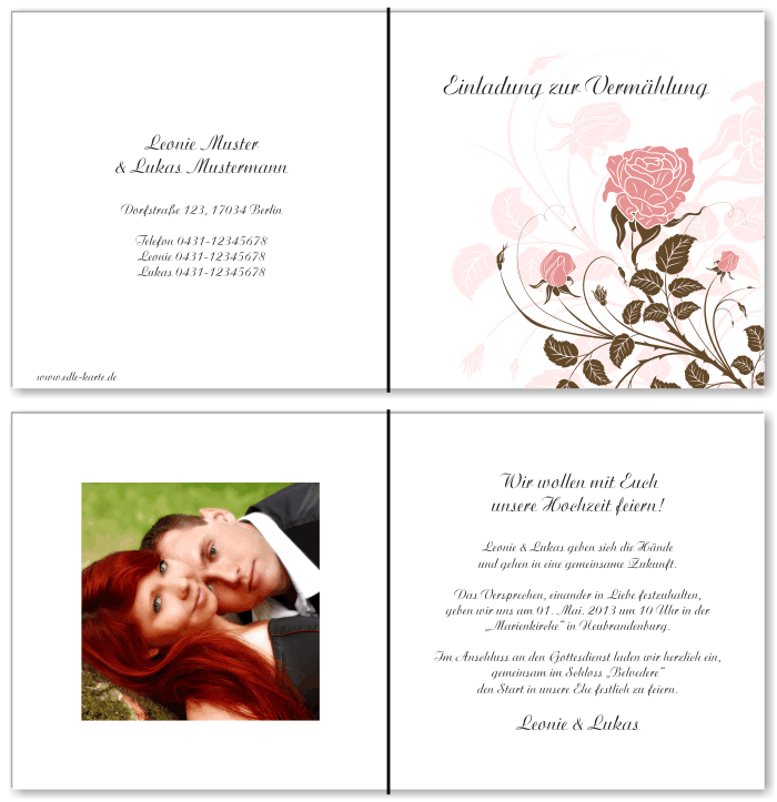  Einladungskarten Hochzeit, Hochzeitseinladungen, Hochzeitskarten, Einladungen f&uuml;r Hochzeit